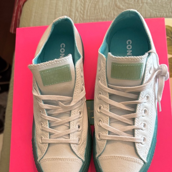 Converse Shoes - Converse White and Aqua Canvas Shoes